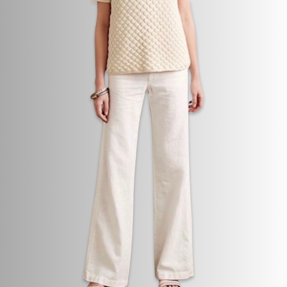 Pilcro and the Letterpress Pants - Anthropologie Pilcro & the Letterpress Linen Wide Leg, Pinstripe Detail Trousers